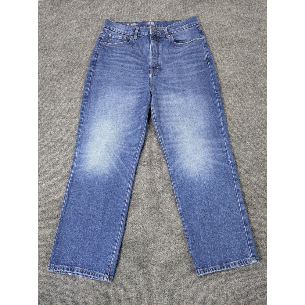 a.n.a Highest Rise Vintage Straight Jeans Blue Medium Wash Size 12